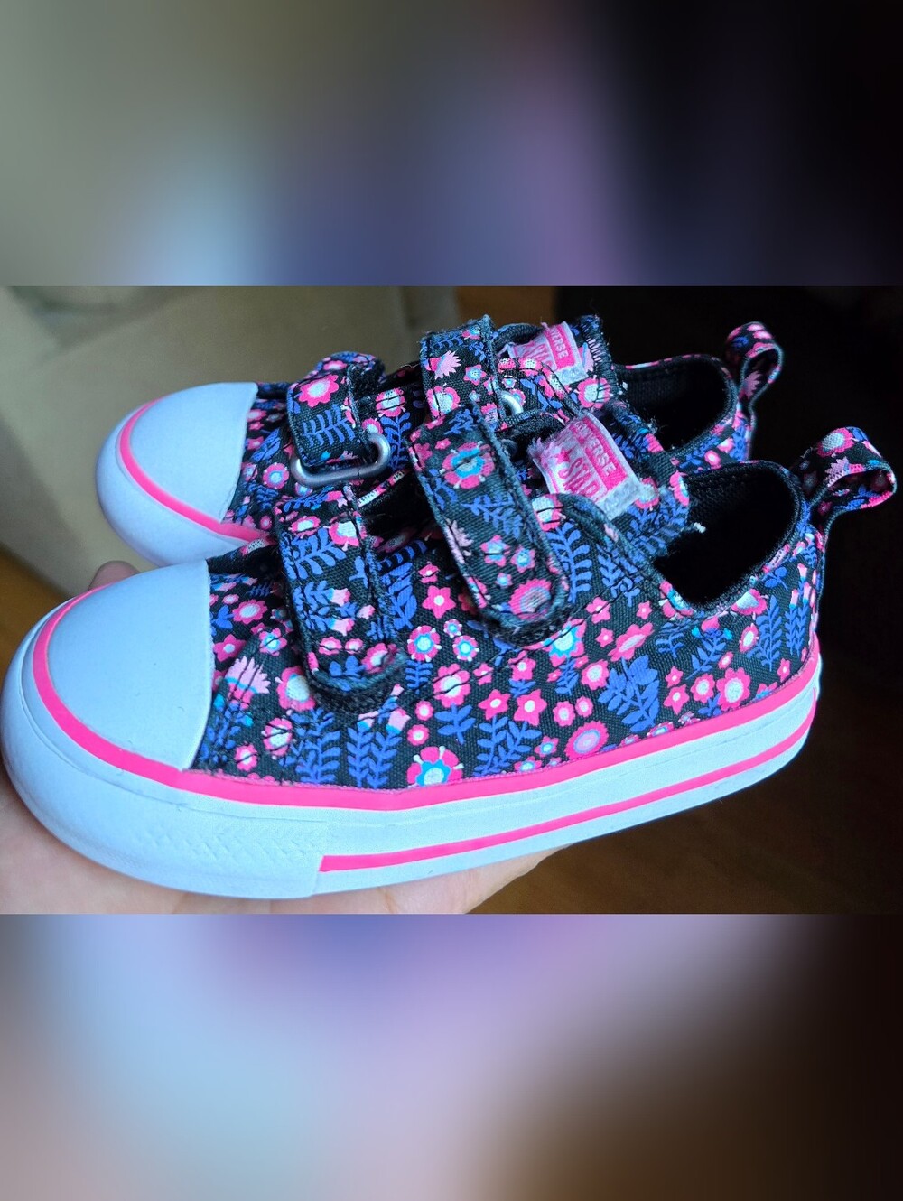 Sz 8 Toddler Girl's CONVERSE CTAS DITSY FLORAL Double straps